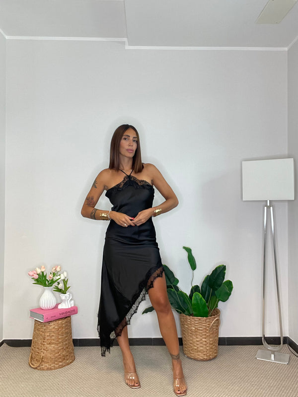 Vestito Asimmetrico in Pizzo Nero