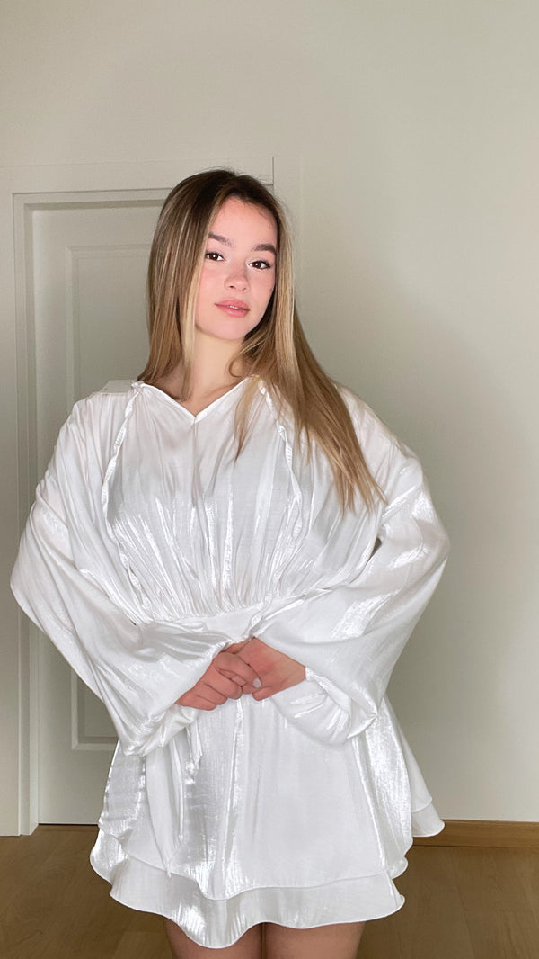 Viral Dress Chemisier Bianco