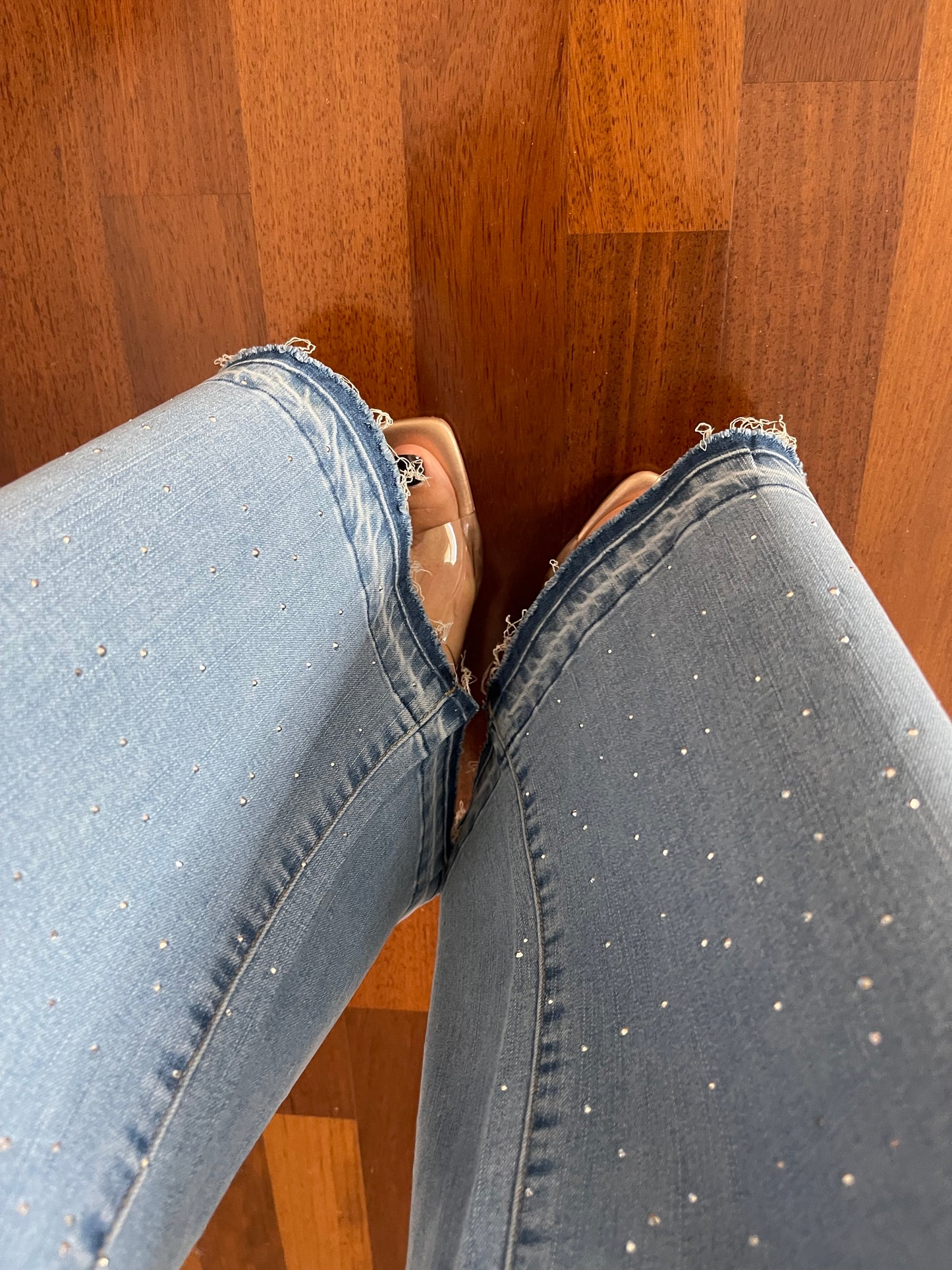 Jeans a Zampa Strass