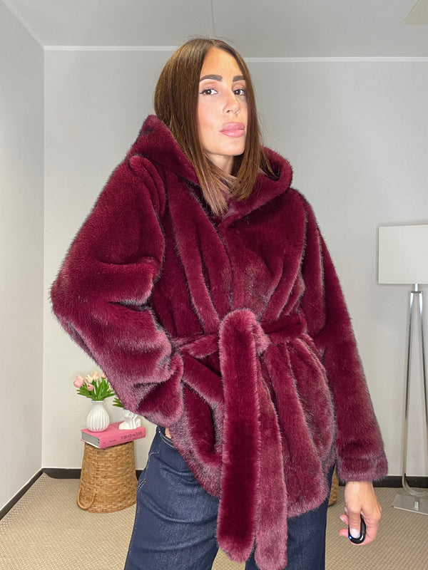 Pelliccia Eco Borgogna